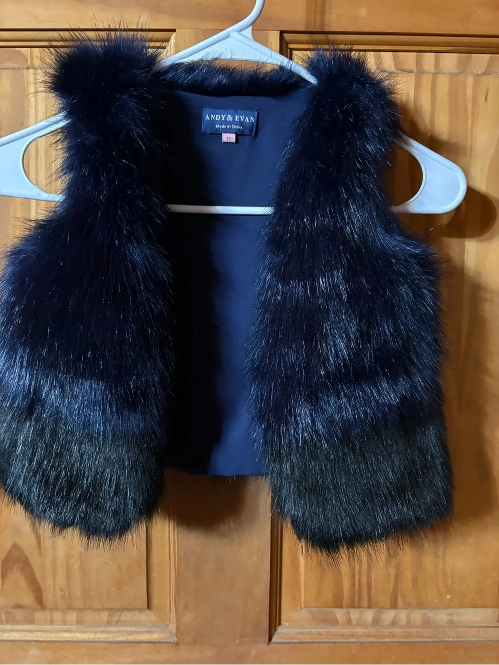 SBAGLIEN1 Andy & Evan Black Faux Fur Vest for Kids